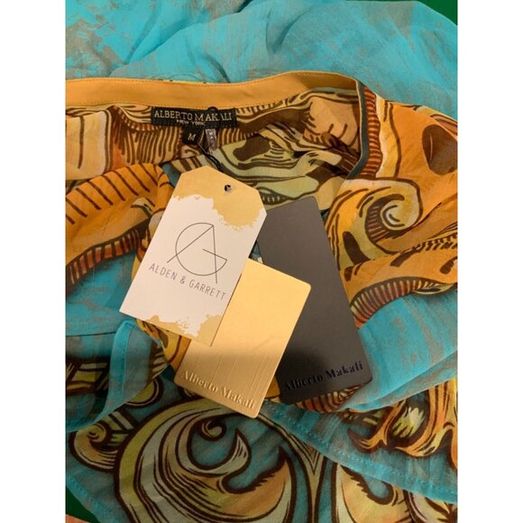 Alberto Makali Light Blue Cover-Up Top W/Gold Paisley Print $135, Size M, NWT! - Picture 7 of 7